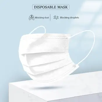 

20/50/100pcs Disposable Mask White 3-layer Non Woven Disposable Anti-dust Respirator Face Mouth Masks Fast Shipping
