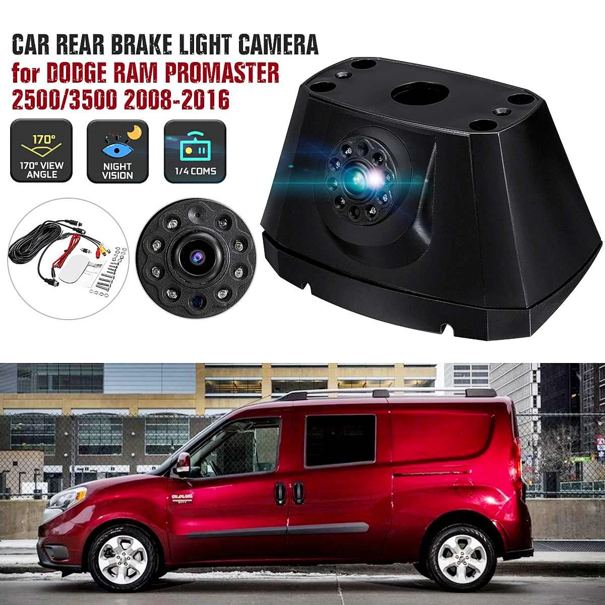 

Car Rear View Camera Backup Reserve Parking 3rd Brake Light IR Night Vision Waterproof for Ram ProMaster 2500 3500 2008-2016