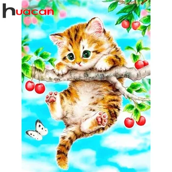 

Huacan 5d Diamond Painting Cat Full Square&Round DIY Diamond Embroidery Animal Decoration Home