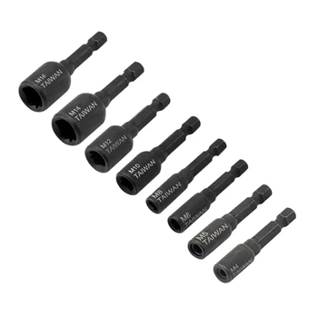 

8Pcs/Set Socket Adapter Collet Wrench Kit ,1/4 inch Shank Hex Shank Driver Draad Tap Adapter M4 M5 M6 M8 M10 M12 M14 Machine Tap