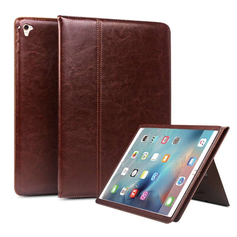 

QIALINO Genuine Leather Case for iPad Pro 12.9 2017 Flip Fashion pattern Stents Dormancy Stand Cover Card Slot case