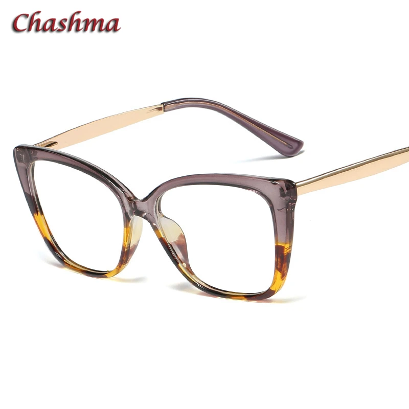 Chashma очки, оправа для подростков, оптические очки для женщин, кошачий глаз, очки для студентов, модные очки по рецепту - Цвет оправы: Brown with Leopard