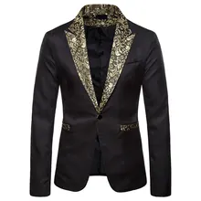 Litthing осень Блестящий Золотой блестящий Блестящий украшенный блейзер для мужчин ночной клуб Выпускной мужской костюм, Блейзер костюм Homme сценическая одежда