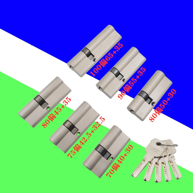 Double Open Door Lock Cilindro Chave Excêntrica Quarto Cilindro Pcs Key Todos os Tamanhos 70 80 90 100