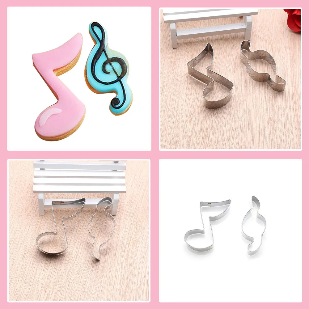 

TENSKE 2Pcs Cookie Mold Stainless Steel Biscuit Cake Cutter Mould Musical Note Baking Pastry Kitchen Form For Sugar Candies L626