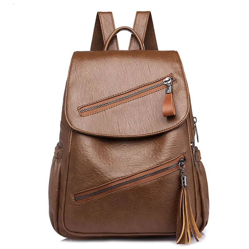

2019 Fashion Women Simple Backpack Designer women leather backpacks high quality sac a dos female travel bagpack