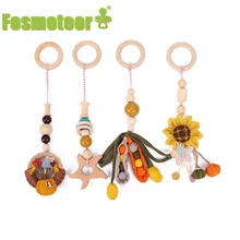Fosmeteor – pendentif molaire en bois tissé, nouveau jouet DIY, en coton, cercle en bois, pour chambre d'enfants, chaîne de sucette, décoration, cadeau