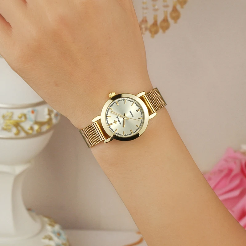 Женские часы WWOOR 2020 роскошные Брендовые Часы из нержавеющей стали с сетчатым