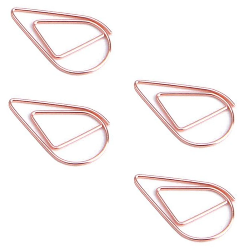 208 Pcs Rose Gold Paper Clips,200 Pcs Smooth Drop-Shaped Paper Clips for Office School Student(1 Inch / 25Mm)& 8 Pcs Binder Cli