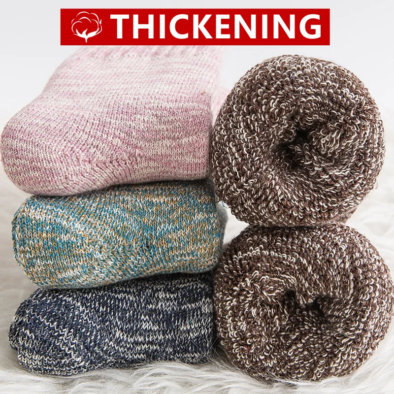 Осенне-зимние женские утепленные японские хлопковые носки, свободные махровые носки средней длины, корейские теплые носки для женщин, 4 пары