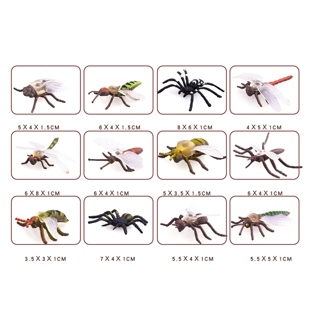 12Pcs High Simulation Insect Animal Model Kids Early Education Toy Miniature Garden Decor figures figurines set