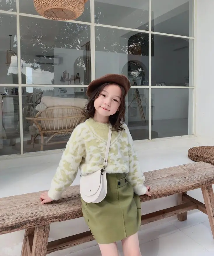 Новинка года; ; кожаная юбка для девочек; Утепленные зимние модные юбки для девочек 2-7 лет; HH984