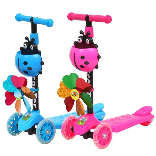 Windmill Ladybug Scooter Foldable and Adjustable Height Lean to Steer 3 Wheel Scooters for Toddler Kids Boys Girls Age 3-8 090A 1