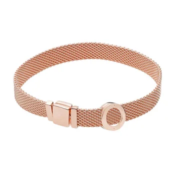 

NEW 100% 925 Sterling Silver Reflexions Bracelet Set Rose Gold Round Elegant Fit European DIY Original Charm Bead Jewelry Gift