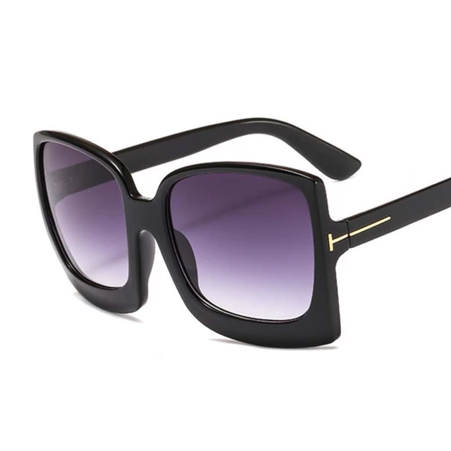2021 moda óculos de sol oversize feminino gradiente moldura de plástico  design da marca óculos de sol uv400 lentes de sol mujer - AliExpress