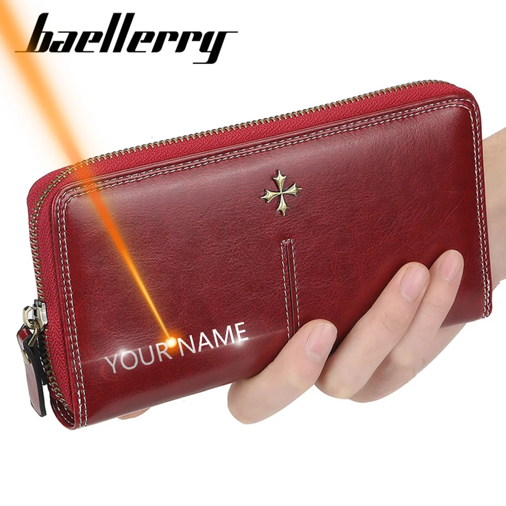 Free Engraving Women Wallets 27 Card Holders Long Top Quality Leather Classic Female Purse Zipper Brand For | Багаж и сумки