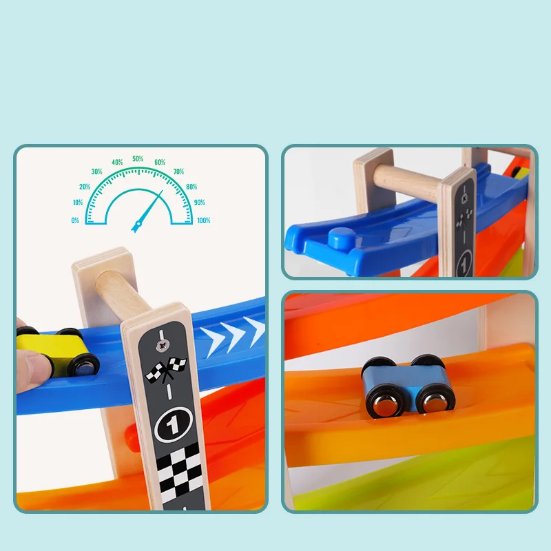 Деревянный слот трек автомобиль игрушки Лестница скольжение головоломка для образования модель подарок