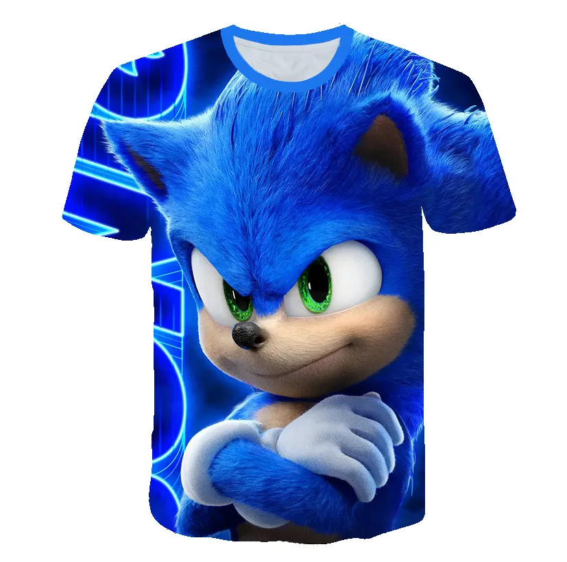 Jungen Mädchen Sonic The Hedgehog Kurzarm T-shirt Kinder Sommer 3D Shirts Gift 