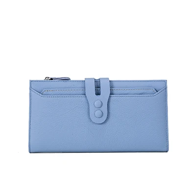 cossroll New Leather Women Wallets Long Style Multi-functional Wallet Purse Color Patchwork Leather Female Clutch Card Holder re - Цвет: Небесно-голубой