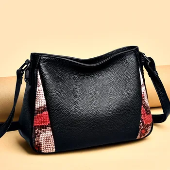 

Full-grain Leather 2020 New Style WOMEN'S Leather Bags Snakeskin Print Fashion Shoulder Bag Shoulder WOMEN'S Bag