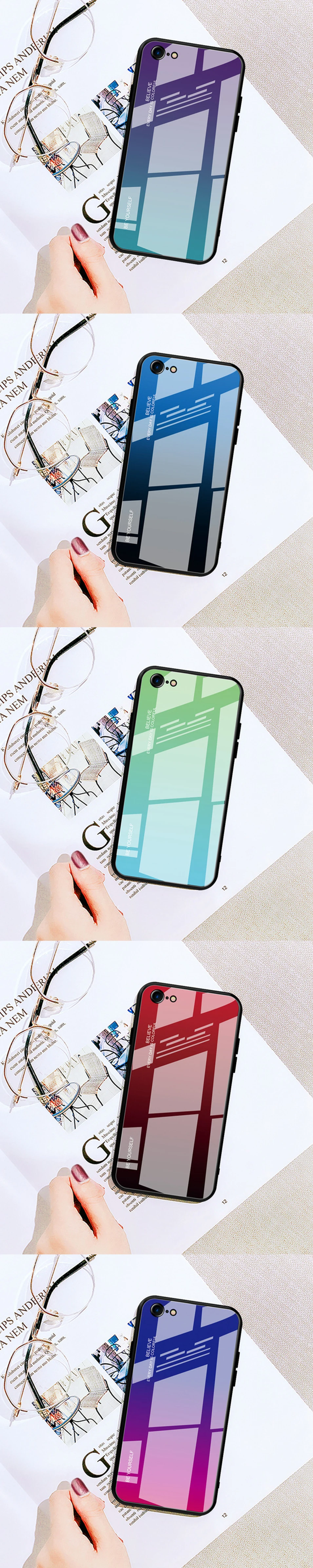 BiGTECH For iPhone XR Case Multicolour Glass Cover for iPhone 7 Plus i8 6s Plus Soft Edge Glass Case for iPhone XR XS Max Coque (10)