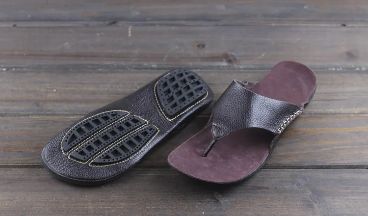 Careaymade-novo couro flip flop feminino verão casual