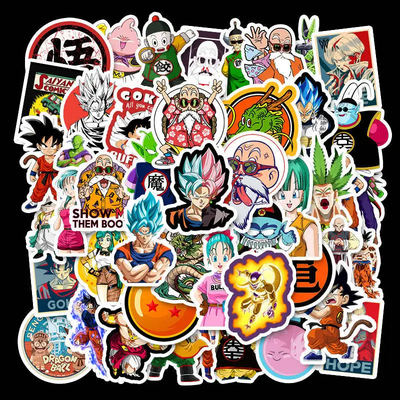 50PCS Cartoon Stickers Dragon Ball Super Anime For Laptop Luggage Bags Bike Phone Styling Cute Toys Doodle PVC Creative