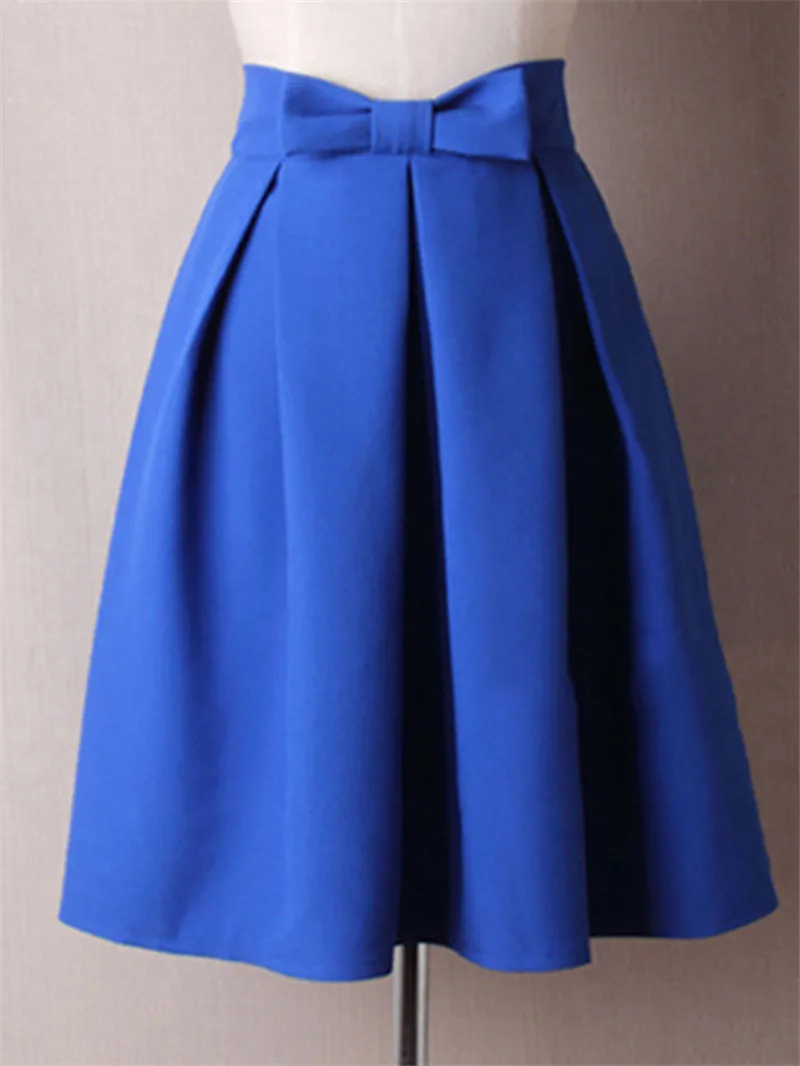 Women Skirts 2020 New Bow Solid Color Pleated Ball Gown Women Short Dress Summer Casual Ladies Short Skirt Women Streetwear  (8)