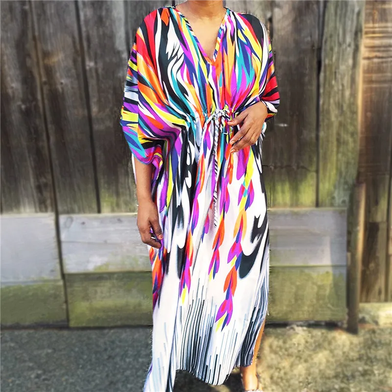 2021 Plus size Beach cover up Print Tunic Pareo Cotton Beach dress Saida de Praia cover up Beach
