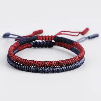 Tibetan Buddhist Lucky Charm Tibetan Bracelets For Women Men Handmade Knots Crimson Navy Rope Christmas Gift Thread Bracelet