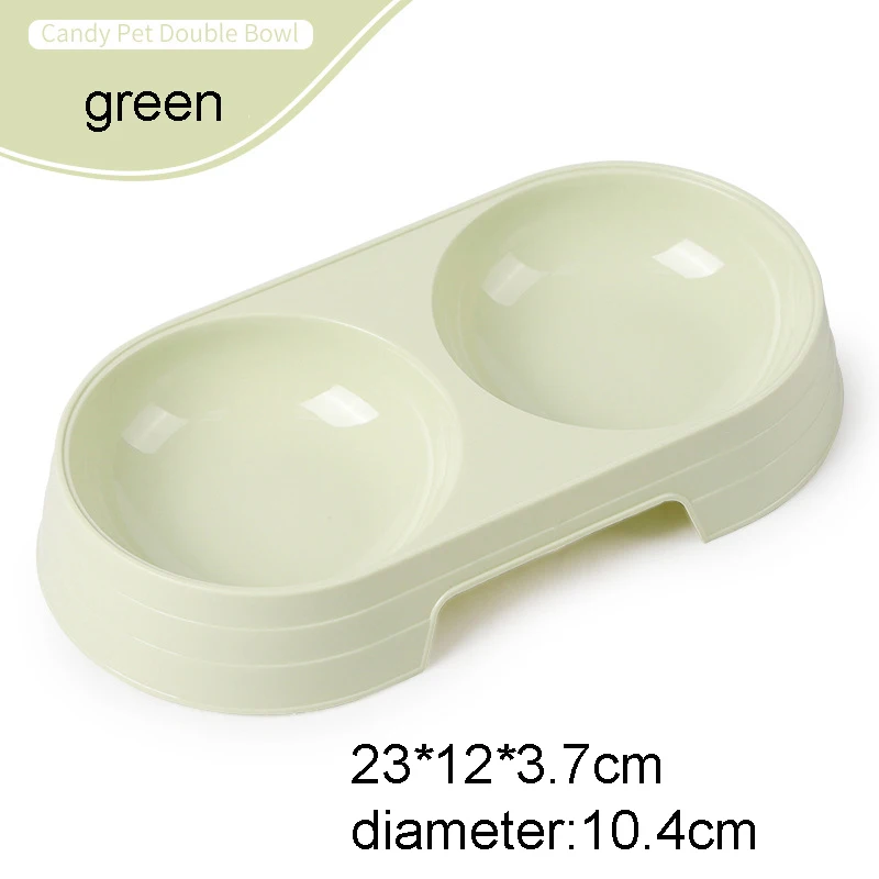 Double bowl green Портативная противоскользящая миска для собак, кормушка для кошек, посуда для собак, кормушка для кошек, миска для кошек, собачий контейнер для еды, аксессуары для домашних животных - Цвет: Double bowl green