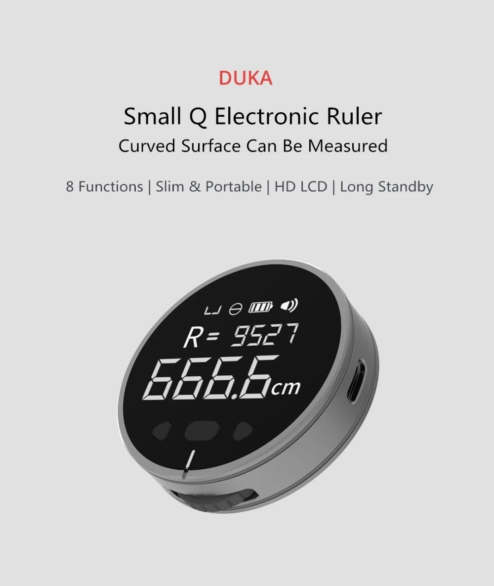xiaomi DUKA(Atuman) Little Q Electronic Ruler Tape HD LCD Screen Long Standby Rechargeable Ruler from xiaomi youpin