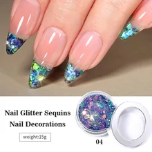 

BORN PRETTY Nail Glitter Sequins Sparking Shining Flakes Iridescent Manicure DIY Nail Art Decorations Accessories Winter Power