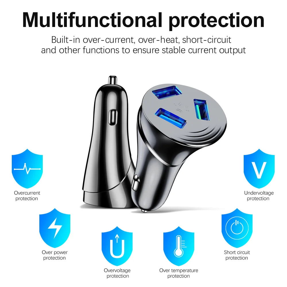 usb type c car charger 3 Ports USB Charger Car Charger 35W Quick Charge Adapter For Samsung Xiaomi MI 10 Huawei IPhone 12 Car Mobile Phone Charger quick charge 3.0 car charger