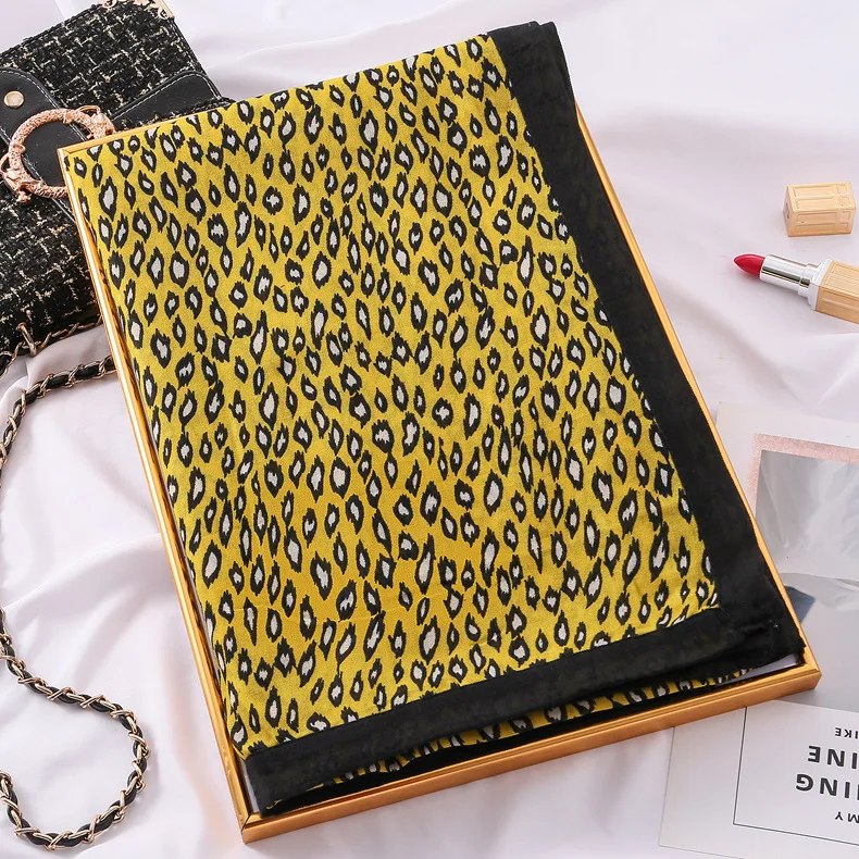 2020 Brand luxury vintage long yellow Leopard Dot Tassel Viscose Shawl Scarf Print Soft Wrap Pashminas Sjaal Muslim Hijab Snood |