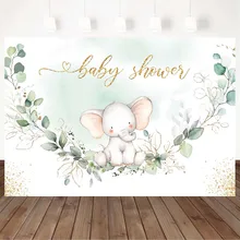 

Mocsicka Baby Shower Photography Backdrops White Elephant Leaves Newborn Baptism Photo Background Photo Studio Photoshoot Props