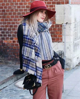 

Color Plaid Cashmere Scarf Fall/Winter New Matching Plaid Shawl Couple