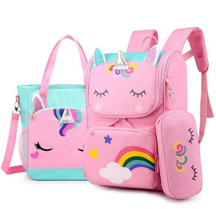 Kids School backpack set with lunch bag For Girls Unicorn School Bag kids  School Mochilas Schoolbag with handbag Student Bookbag|School Bags| -  AliExpress
