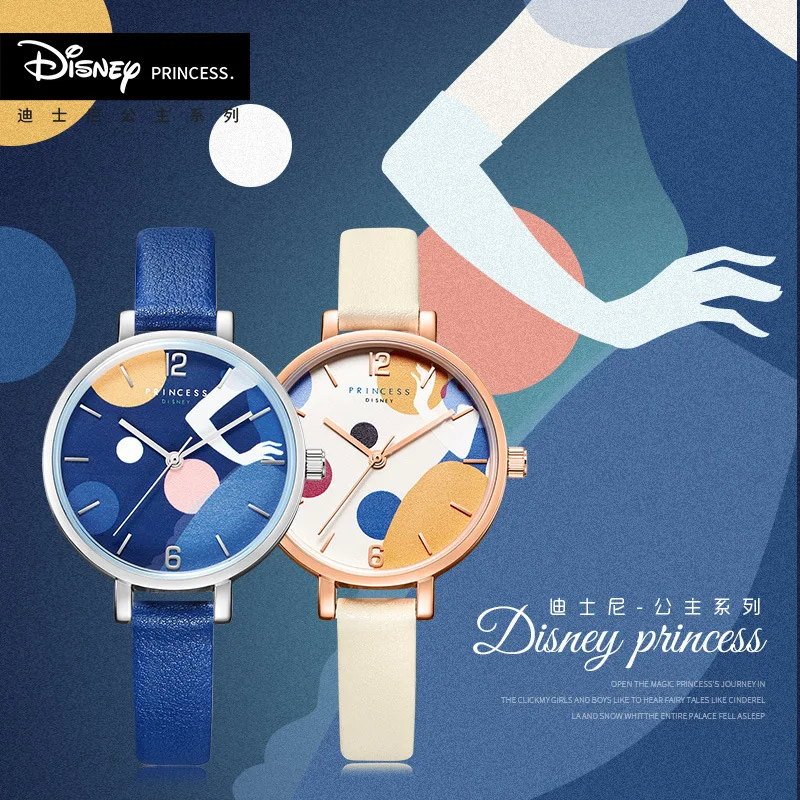 

Disney brand women girl wristwatches quartz genuine leather waterproof woman watches fashion clocks