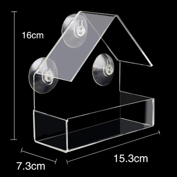 

Bird Feeder Window Sucker Plastic Beautiful Foods Bird Feeders Feed Outdoors Transparent Birdhouse Gardens Pet Supply Bird House