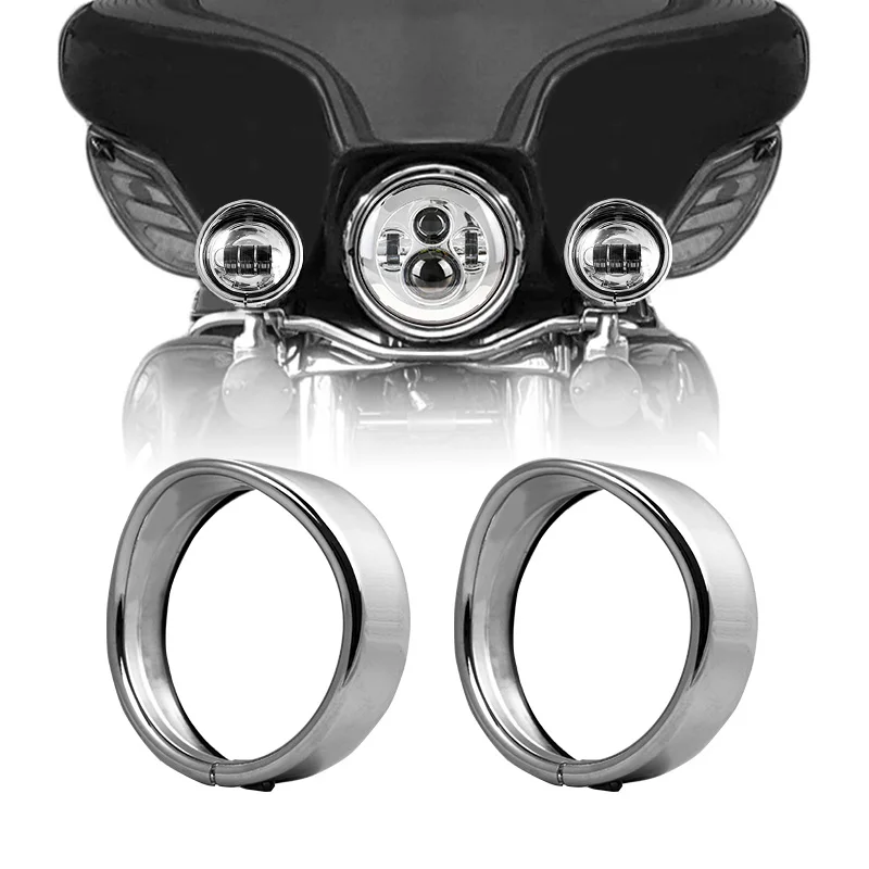 1 пара 4,5 4-1/2 дюймов противотуманный светильник обшивка кольцо козырек стиль ближнего света обшивка кольцо Набор для Harley