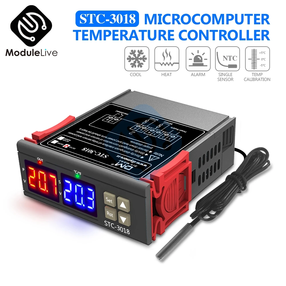 STC 3018 DC 12V 24V AC 110V 220V Двойной цифровой регулятор температуры термостата