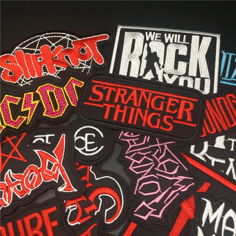 20PCS/Lot Classic Music Metal Rock Band Patches Embroidered Iron Patches for Clothes Stickers Sweing On Jeans jacket