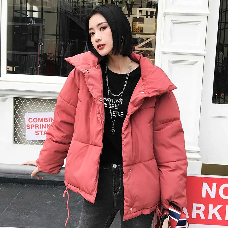 Зимняя женская куртка, пальто для снежной погоды, повседневные женские зимние пальто больших размеров и куртки-пуховики, стеганая парка с воротником-стойкой, верхняя одежда - Цвет: Brick red