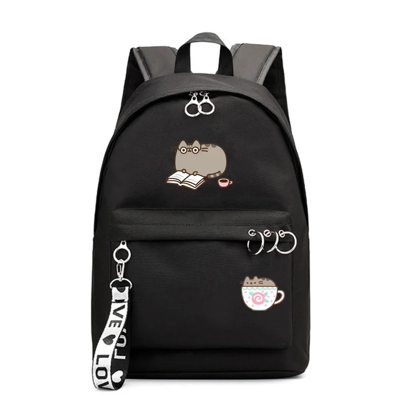IMIDO Punsheen Cat студенческие рюкзаки аниме Kawaii школьные сумки для девочек Твердые круглые украшения для подростков повседневный рюкзак для путешествий - Цвет: Black D