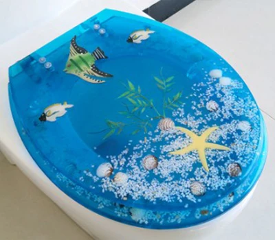toilet set lid-2 Океанский узор UVO Тип Смола крышка сиденья унитаза медленно закрывающийся без шума крышка сиденья унитаза для домашнего туалет для отеля аксессуары для сидений - Цвет: toilet set lid-2