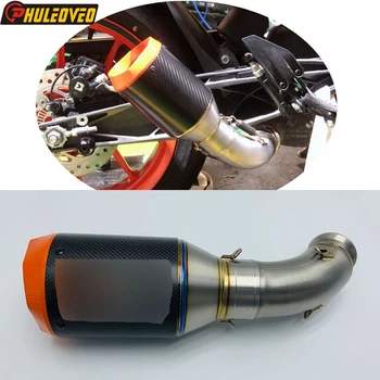 Titanium Alloy for KTM 390 Duke RC390 2017-2020 Motorcycle Exhaust Muffler Link Pipe with Carbon Fiber Muffler Escape Mid Pipe