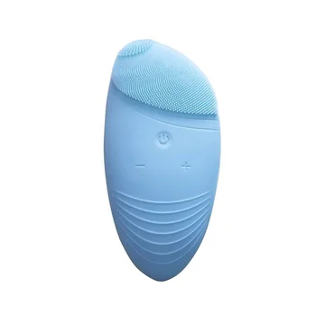 

Facial Cleansing Brush Sonic Vibration Mini Face Cleaner Silicone Deep Pore Cleaning Electric Waterproof Massage Light Blue