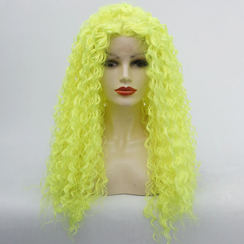 Fluorescent green Парики из искусственных волос без шапочки-основы короткий кудрявые черный парик из натуральных волос - Цвет: Fluorescent green