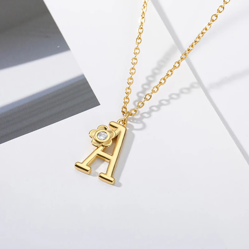 New Charm Crystal Stainless Steel A-Z Letter Initial Alphabet Pendant Necklace 